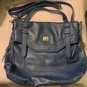 The Sak Large Blue Leather Shoulder bag Satchel